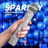 Cover,Sparkly Bg Rhies Mic Handle Sleeve for Party&TV Show,for Most Wireless Microphones, Multicolor
