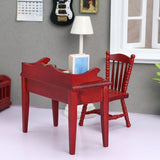 1/12 Dollhouse Miniature Wooden Desk Chair Set Dolls House Room Furniture Decor Accessories