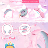 Cartoon Headphones Portable Foldable Kids Wired Headphone Built-in Share Port with Mic Support Handsfree Safety Volume Headset