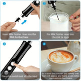 1pc Electric Milk Mini Frother Handheld Foam Maker , Electric Operated Stainless Steel Drink Blender Kitchen Mixer