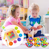 Toy Rainbow Ball Wooden Training Clip Beads Puzzle Board Game For 3+ Years Kids