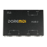 DOREMiDi HUB-3 MIDI Keyboard Adapter Converter Cable MIDI Host 3×3 Interface Box Controller USB Power Music Editor Converter