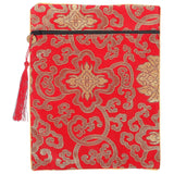 Buddhist Zen Book Wrap Cloth Silk Bible Cover Case Carrier Confucian Scriptures Pocket Organizer Church Book Storage Pouch Envelope Red