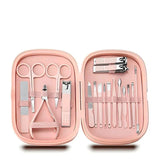 18 in 1 Professional Manicure Kit Pedicure Tool Stainless Steel Nail Clipper Scissors Grooming Set with Leather Travel Case