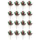 Red Berry Stems Pine Branches Evergreen Christmas Berries Decor 16 PCS Artificial Pine Cones Branch Craft Wreath Pick