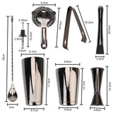 Stainless Steel For Home Bar Party Jigger Muddler Pourer Ice Tong Barware Boston Shaker 10pcs/13pcs Set Cocktail Shaker Bar Set