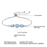Fashion Personality Jewelry Sky Blue Topaz Adjustable Tennis Bracelet