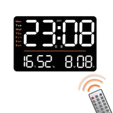 Large LED Wall Clock with Temp, Humidity, Date, Time, Week Display - Multifunctional Electronic Alarm Clock for Home Living Room