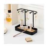 Organizer Stand, Necklaces Holder with Wooden Tray, Necklace Display Stand Jewelry Storage Hooks Black