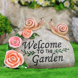 Solar Powered Garden Statue Snail House Figurine Light LED Welcome Sign Ornament Outdoor Courtyard Decor