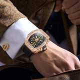 Luxury sport Hollow Full-automatic Mechanical watch man ONOLA Fashion Tape Waterproof Watch for Men Relogio Masculino Clock