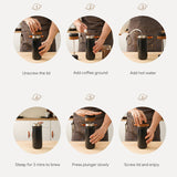 320ML Portable French Press Coffee Maker with Plunger Filter Stainless Steel Car Vacuum Bottle Insulated Travel Mug
