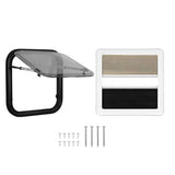 RV Window With Blackout Curtain 75 Degree Opening Angle H500mm W500mm Cutout Push Out Window for RV Camper Trailer Van Aluminum