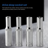 11 pcs 1/4 inch Drive Deep Set CRV Hand Tools 6 Point Long Socket Hex Repair Tool