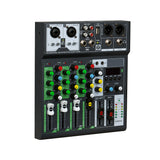 Portable Mixing Console Ns-6Bt Audio Mixer 4 Channel Usb Sound Card Interface Console 48V Phantom Power for Home Studio Live