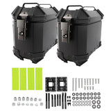 Motorcycle Side Case Universal Fit Aluminum Alloy 18L Left Right Hard Saddlebag Box with Support Rack Lock Handle for Helmet Luggage