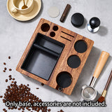 TREELF 3 IN 1 Knock Box and Tamping Station 51/54MM Espresso Anti-pressure Pad Stand Walnut Wooden Coffee Tool