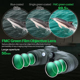 Marine Binoculars 10x50 with Rangefinder Compass for Adults - FMC Lens Waterproof Fogproof Low Light Vision for Hunting Bird
