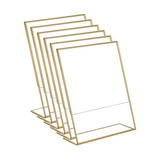 20PCS Acrylic Gold Frame, Slanted Back Sign Holder for Wedding Table Card Restaurant Signs Photos