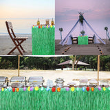 Hawaii Tropical Party Set Straw Table Skirt, Hibiscus Flower, Palm Leaf, Paper Pineapple Decoration