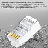 100Pcs CAT5E Pass Through RJ45 Modular Plug Network Connectors UTP 3/50Μ Gold-Plated 8P8C Crimp End For Ethernet Cable