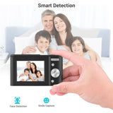 Andoer 1080P/2.7K Digital Camera 48MP 2.4-inch IPS Screen 16X Zoom AF Self-Timer Face Detection Anti-shaking with 2pcs Batteries