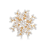 Crystal Solid Color Snowflake Fashion Exquisite Pearl Brooch Women's Jewelry