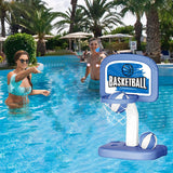 Swimming Hoop Adjustable Height Pool Toys w/ 2 Ball & Pump for Kids Adults Poolside Water Basketball Game