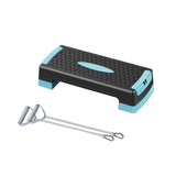 (Blue Black) Aerobic Exercise Step Platform Adjustable with Resistance Bands for Home Gym Blue Black
