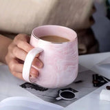 1PC Ceramic Cup Nordic Gold Rim Coffee Oatmeal Breakfast Cup Creative Personality Mug Marble Pattern