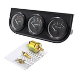 52mm Electronic Triple Kit Oil Pressure Water Temperature Gauge Voltmeter 3 in 1 Car Motorcycle Meter