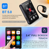 2.4-Inch High-Clear MP3 Full-Touch Screen Lossless Sound BT Player with Speaker Support Video Alarm Radio Recorder