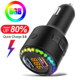 QC3.0 Car Audio MP3 Player Wireless Bluetooth 5.0 FM Transmitter Dual USB Fast Charger Handsfree Car Kit U Disk Music Play
