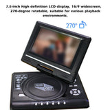 7.8 Inch 16:9 Widescreen 270° Rotatable LCD Screen Home Car TV DVD Player Portable VCD MP3 Viewer with Game Function