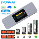 NVMe NGFF External Drive Case 10Gbps HDD Hard Disk Box with Display Screen M.2 SSD Enclosure USB3.2 Gen2 for Laptop