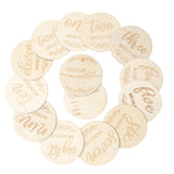 Wooden Milestone Cards Discs 14Pc Set For Baby Photos And First Year Milestones Durable Install Easy To Use