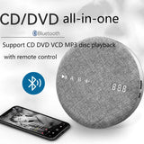 DVD/CD Player Portable, Stereo Sound System, Rechargeable Bluetooth Playback CD/CD-R/CD-RW/MP3, Support USB & AUX , Earphone