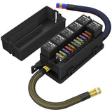 12 Vlot Pre-Wired with 6 Relays and 11 Way ATC/ATO Relay Fuse Box Block for Auto Car Marine