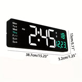 1pc Large-Digital-Wall-Clock - 39.67 Cm Digital Wall Clocks Large Display With Remote Control, 12/24Hr Format, Automatic Brightness Alarm Clock With Temperature, Date, Week For Living Room Office Decor