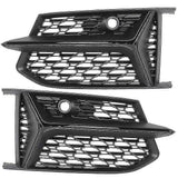 Glossy Black Mesh Rs6 Style Fog Light Grilles Grills For A6 C8 S6 2019 2020