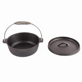 Camping Pot Cast Iron Pre Seasoned Prevent Stick Outdoor Cooking Pot with Lid for Picnic Hiking BBQ