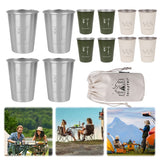 4Pcs 350ml Camping Beer with Bag Coffee Milk Tumblers 304 Stainless Steel Portable Water Cup for Outdoor Barbecue