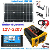 110V/220V Panel System 18V18W Solar Panel+30A Charge Controller+4000W Modified Sine Wave Inverter Power Generation Kit