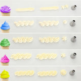 5 large stainless steel nozzles for decorating pastry utensils such as cupcakes and cookies