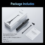 Rechargeable Selfie Stick Tripod Stand with Remote Shutter Extendable Battery Grip Replacement for GoPro Hero 12/11/10/9/MAX