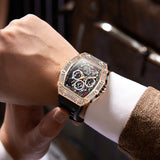 Fashion Men's Automatic Mechanical Watch ONOLA Unique Luxury Diamond Inlaid Design Waterproof Silicone Tape Watch Men Clock