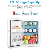 Portable Mini Fridge - Beauty Cooler & Warmer, 20L/220V EU, For Home & Car
