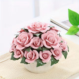 1pc Artificial Flower, Ceramic Flower Ball, Ceramic Handmade Rose Basket, Handmade Exquisite Gift Ceramic Flower Decorative Ornaments, Ceramic Collectibles, Winter Christmas Gifts
