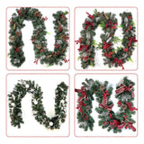 9 FT Long Christmas Garland Flexible PVC Hanging Pendant Artificial Christmas Garlands with Bowknot for Stairs Railing Fireplace Front Porch Door Tre