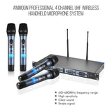 4Pcs Set Professional Karaoke 4 Channel Uhf Wireless Handheld Headset Lavalier Clip On Microphone System Set Mic for Pc